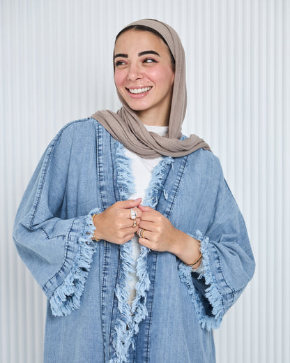 Frayed Denim Cardigan