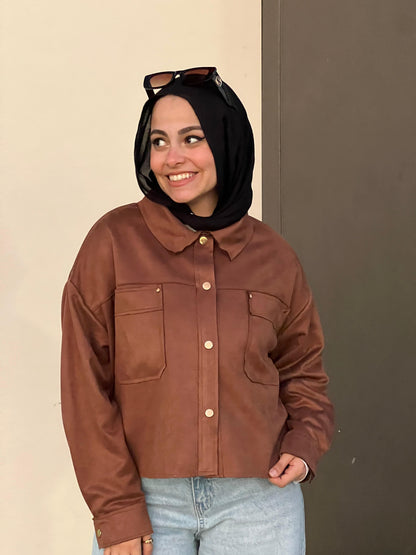 Camel suede shirt