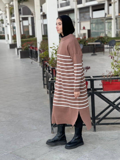 Stripped Dress in brown