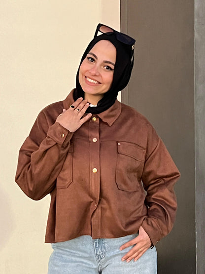 Camel suede shirt